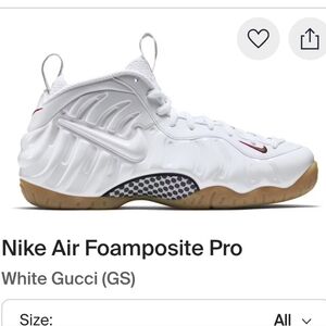 Nike Air Foamposite Pro (GS) Rare 2015 White Gucci Mens 6.5 Womens 8 EUC